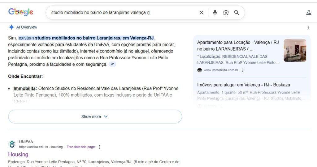 Studio Mobiliado no bairro Laranjeiras em Valença-RJ
