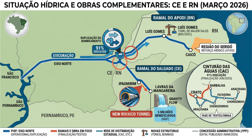 Situação Hídrica e Obras Complementares CE e RN em 2026